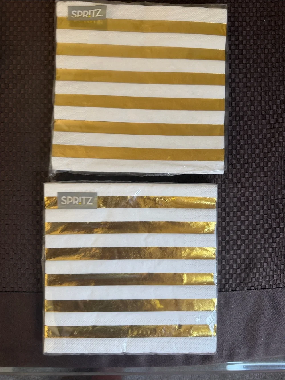 Spritz White and Gold Striped Lunch Napkins
